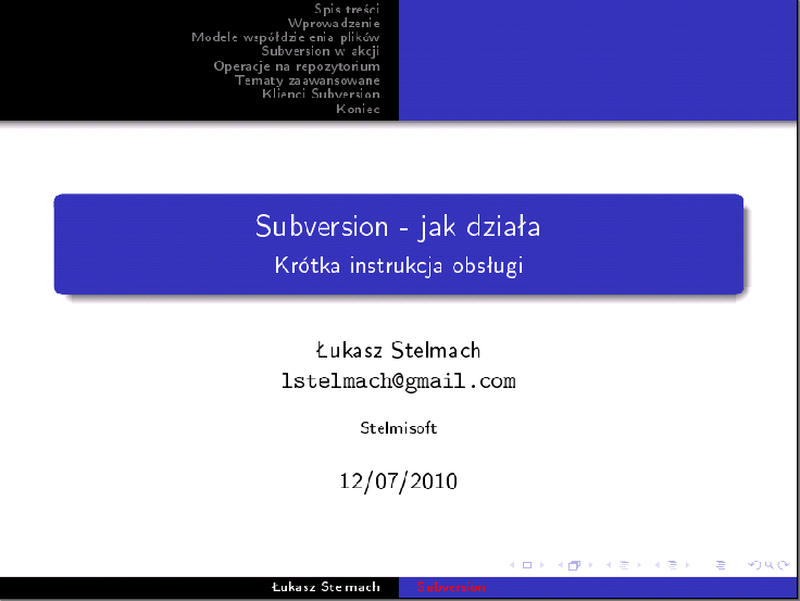 Subversion - Strona tytułowa prezentacji